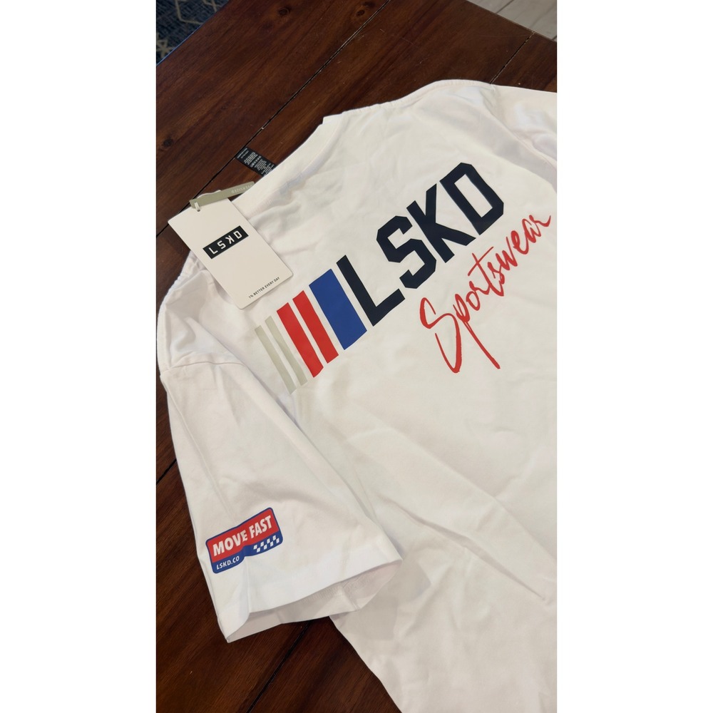 LSKD Redline FLXCotton Tee Oversize White Unisex Sportswear S USST00835 NEW NWT - Picture 4 of 16